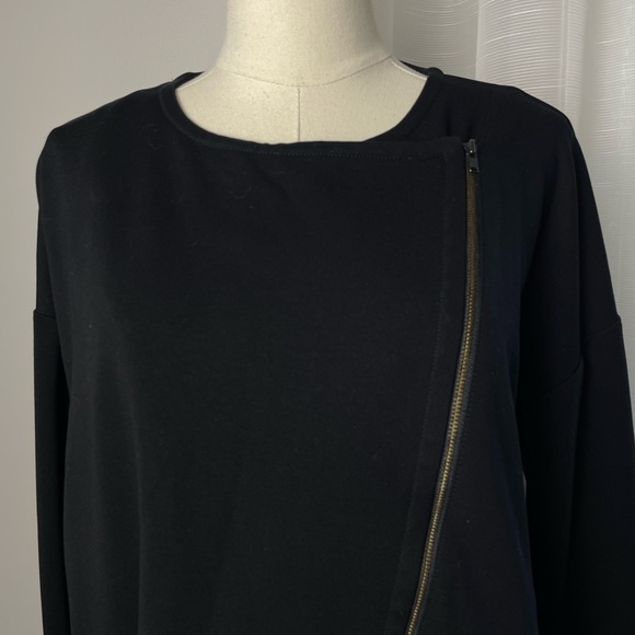Eileen Fisher Drape Collar Long Sleeve Asymmetric Zip Short Moto Jacket Medium - Picture 4 of 10